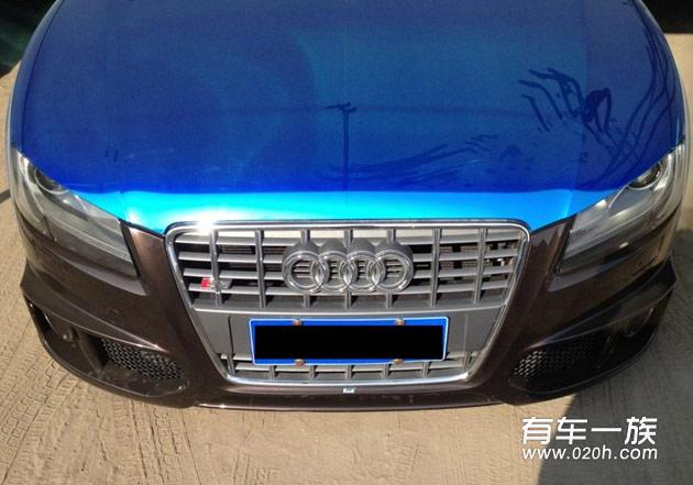 奥迪A5改装轮毂ABT排气全车改色电镀蓝