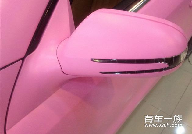 奔驰SL300外观装饰全车改哑光粉色