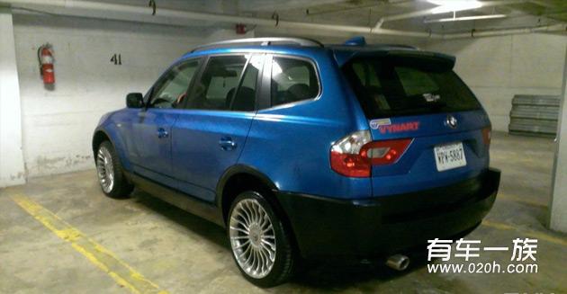 宝马X3改装轮毂轮胎 全车贴膜改蓝色