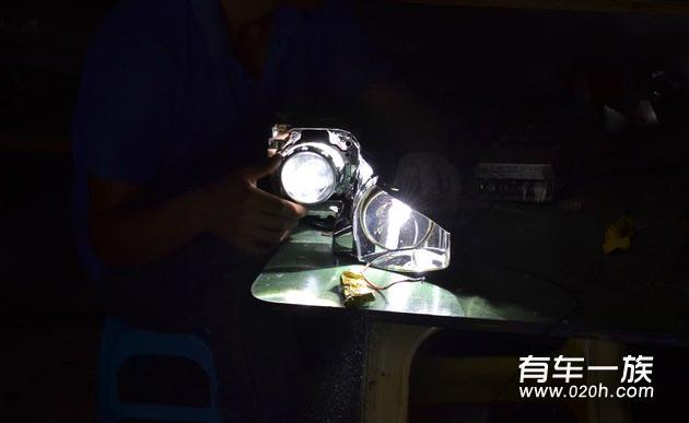 昂克赛拉改装Q5小糸双光透镜Z9反光碗 灯光升级作业