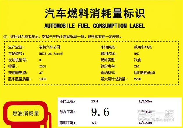 林肯MKC将推2.3T车型 综合油耗9.6L/100km