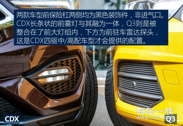 讴歌CDX对比奥迪Q3在外观上更有靓点