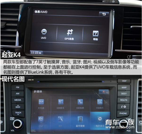 起亚K4与现代名图内饰之间的较量