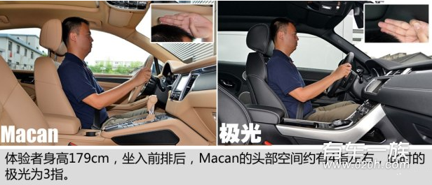 保时捷Macan与路虎揽胜极光乘坐空间的对比