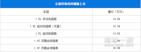 两厢科鲁兹正式上市 10.99万起还送新春礼包