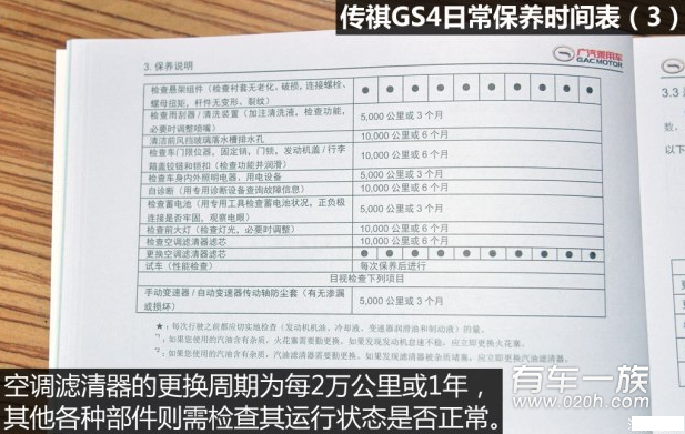 传祺GS4多少公里/多久时间保养一次