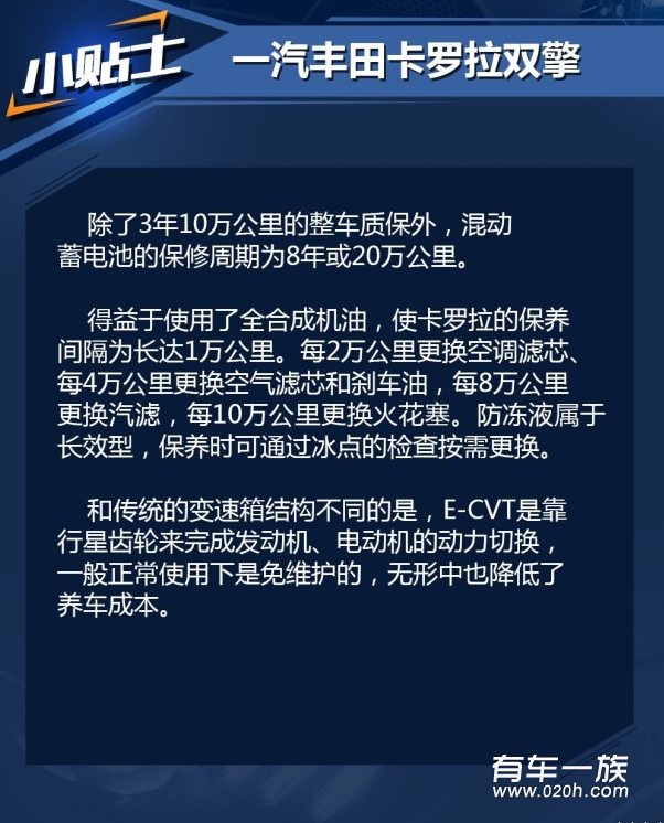 卡罗拉双擎保养养车费用油耗一年多少钱