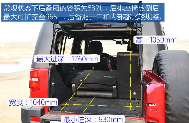北京BJ40L后备箱尺寸 BJ40L后备箱空间大小