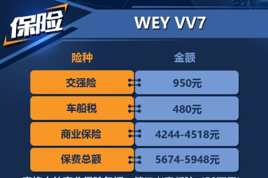 WEYVV7保险费用一年多少钱？