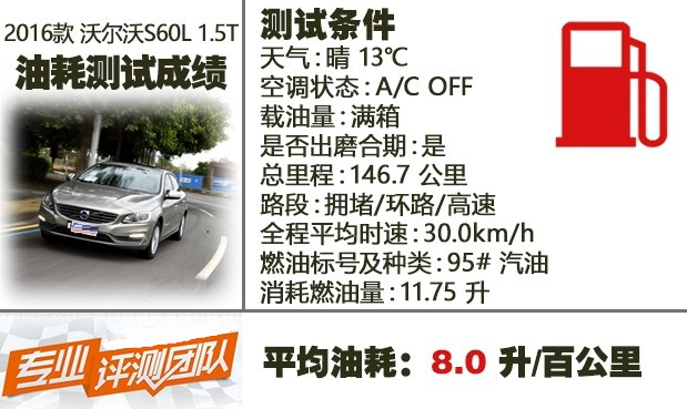 沃尔沃S60L1.5真实油耗测试 S60LT3实际油耗