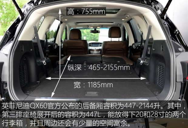 英菲尼迪QX60后备箱容积怎么样？<font color=red>QX60后备箱大</font>吗？