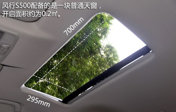 风行S500天窗尺寸大小 风行S500有没有全景天窗？