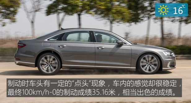 2018全新A8L刹车距离几米？全新A8L制动性能测试