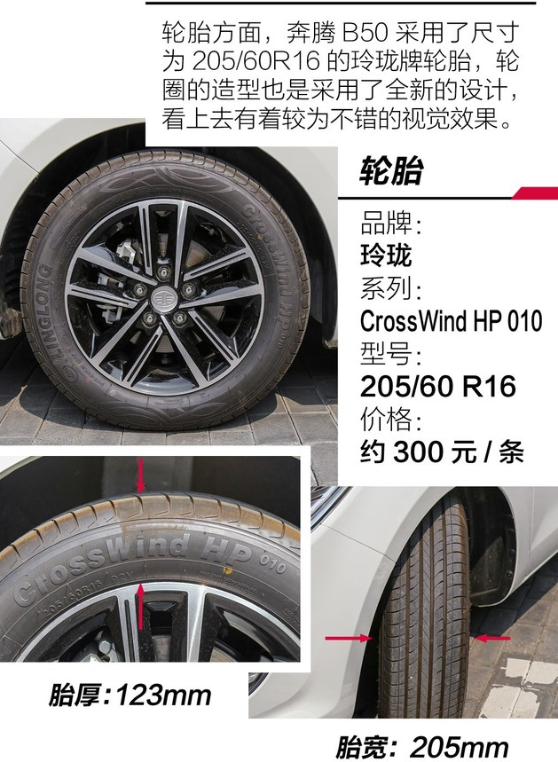 2019款奔腾B50轮胎型号尺寸多少？