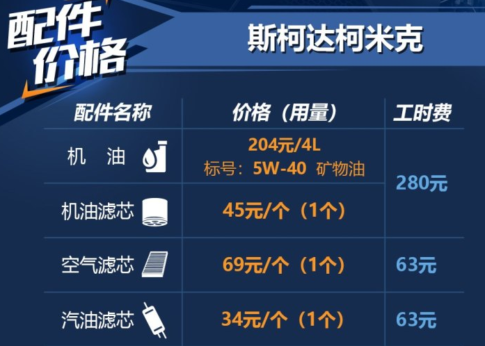 柯米克原厂机油 柯米克保养配件价格及工时费