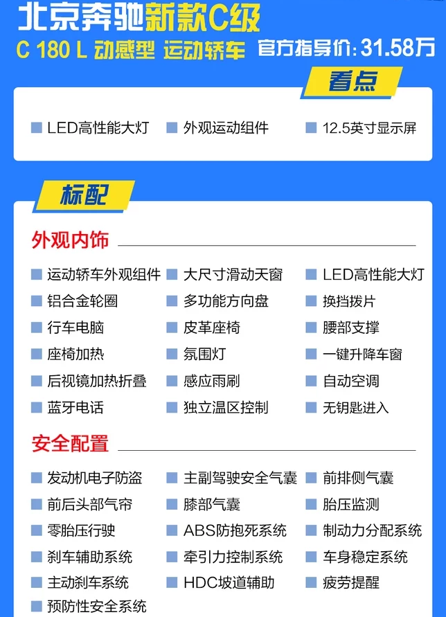 2019奔驰C180L动感型运动轿车怎么样？