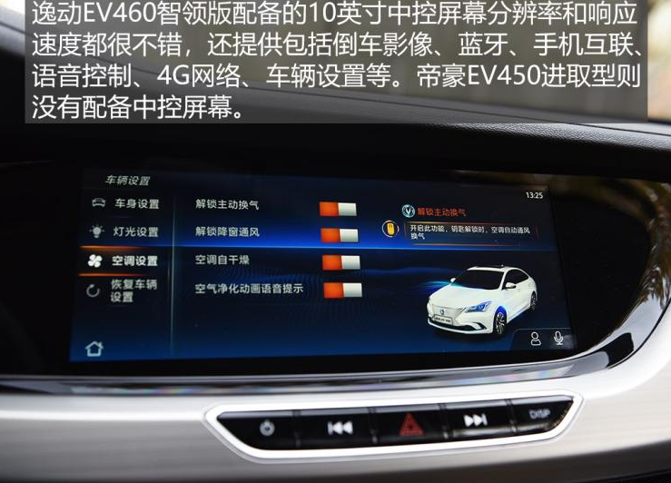 逸动EV460智领版对比帝豪EV450进取型配置差异