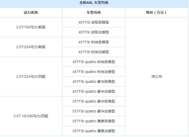 2019款奥迪A6L上市时间确实 定期明年1月15号