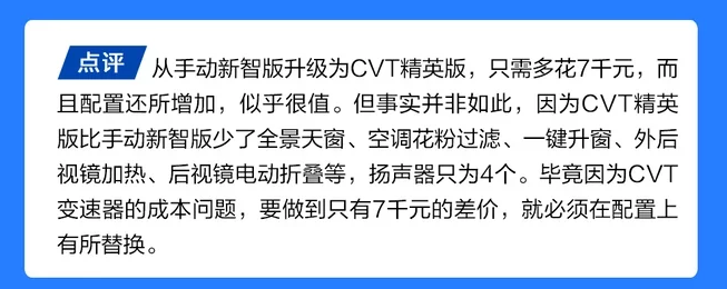 绅宝智道cvt精英版对比手动新智版配置区别