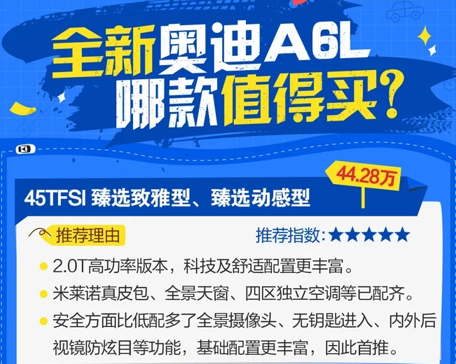 2019款奥迪A6L买哪款好？全新奥迪A6L哪款性价比高