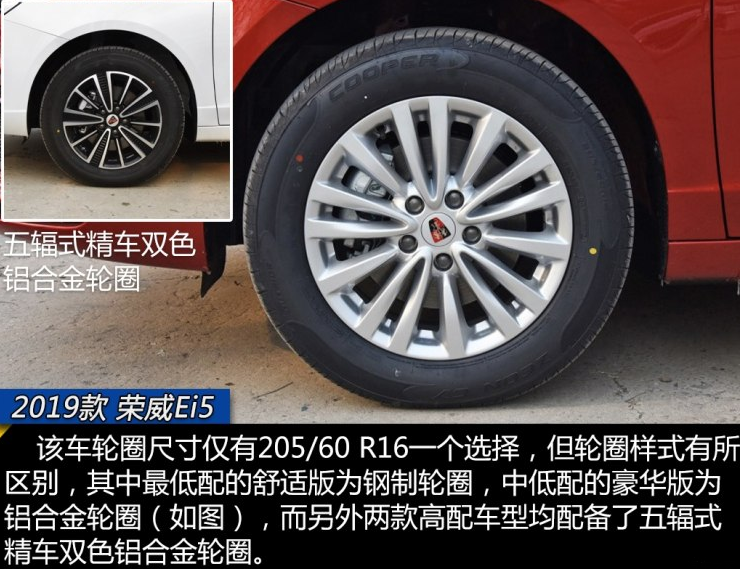 2019款荣威Ei5轮圈种类 2019荣威Ei5轮胎型号