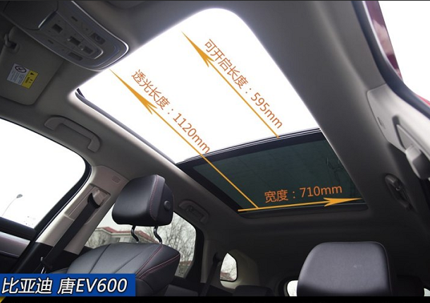 比亚迪唐EV600全景天窗大小