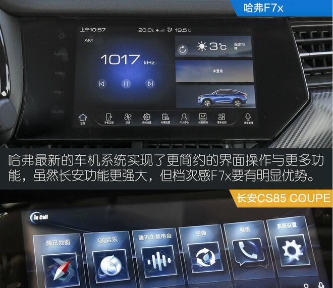 哈弗F7x和长安CS85内饰风格较量