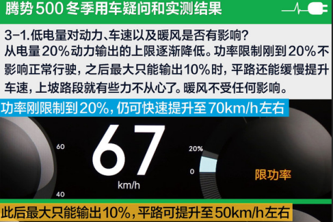 腾势500低电量对动力和车速有影响吗？