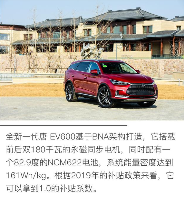 2019款比亚迪唐EV600补贴政策介绍