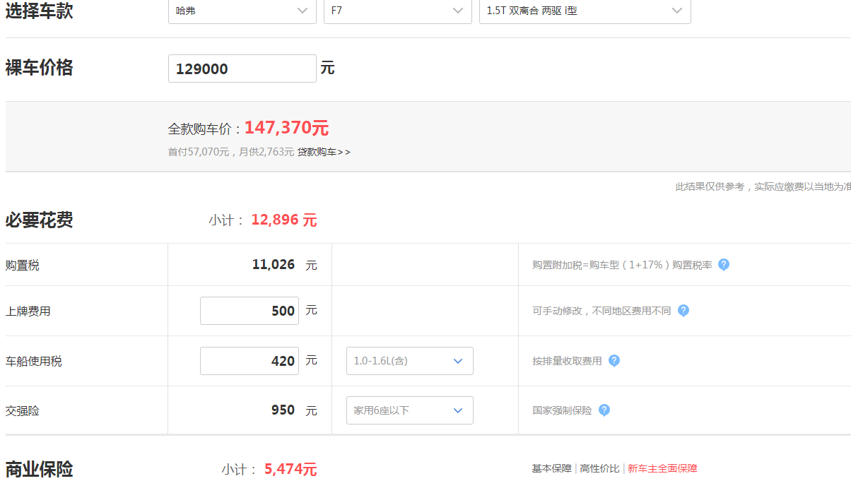 哈弗F7i型落地多少钱？哈弗F7i型全款价格多少？
