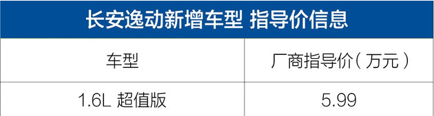 长安逸动超值版上市 限时发售 售价5.99万元