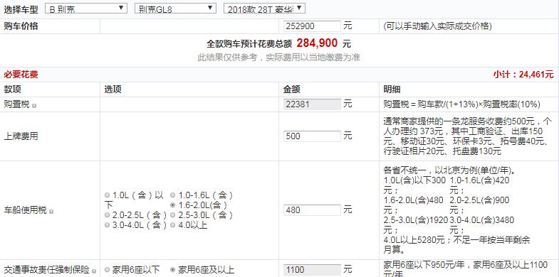 2018款别克GL8落地价多少？别克GL8豪华型落地价