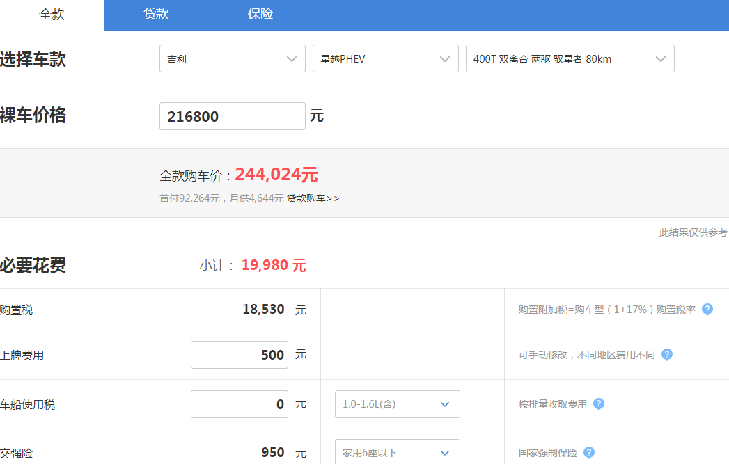 星越400T驭星者80km多少钱落地？星越400T顶配落地价格