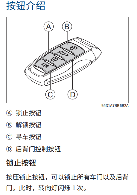 哈弗F7车钥匙按钮功能介绍