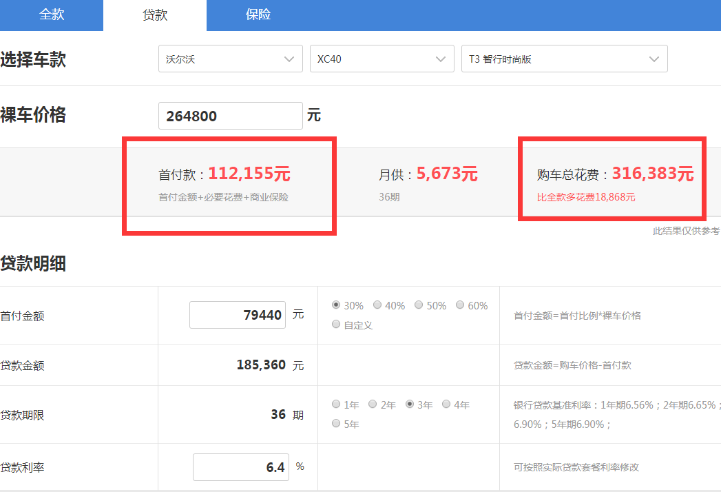 2020款沃尔沃XC40贷款首付多少？国产XC40分期月供多少？