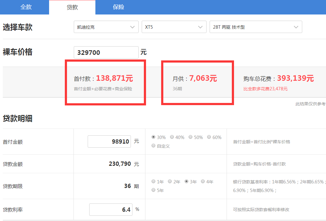 2020款<font color=red>凯迪拉克XT5分期</font>付款 20款XT5分期怎么算？