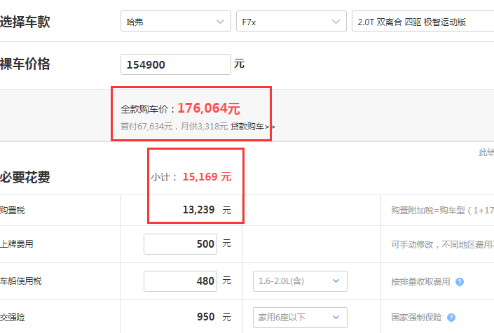 哈弗F7x2.0T四驱极智运动版落地价多少？<font color=red>哈弗F7x顶配落地价</font>格