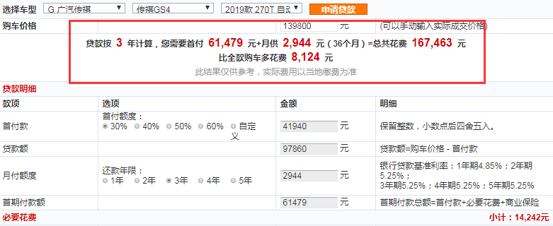 2019款传祺GS4270T自动两驱豪华智联版落地价格是多少？