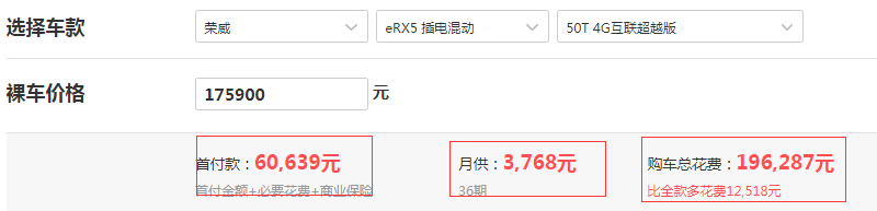 2019款荣威eRX54G互联超越版落地价格是多少？