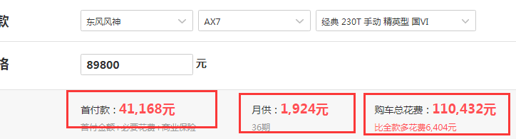 2019款风神AX7手动精英型落地价格 19款风神AX7低配落地价
