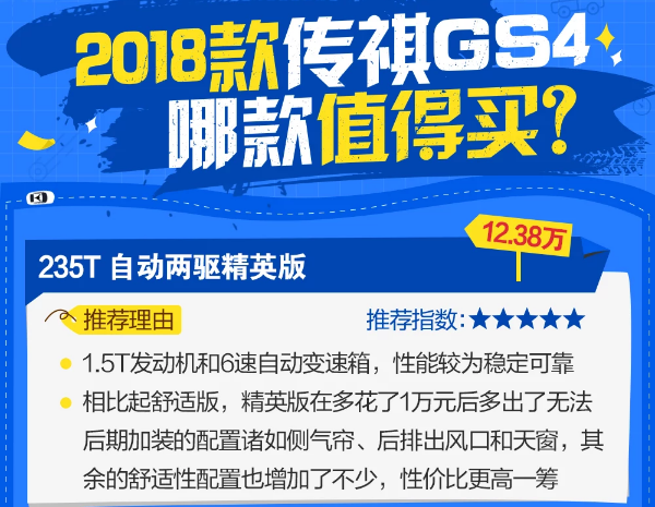 2018款传祺GS4买哪款比较好？哪款最值得购买？