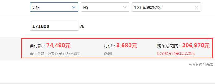 2018款红旗H5韵动版落地价格 18款红旗H5中配落地价格