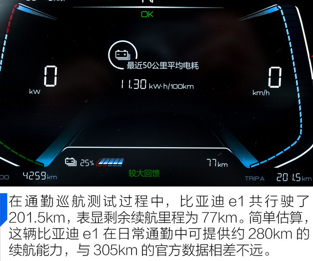 比亚迪e1续航实测 比亚迪e1城市通勤续航测试