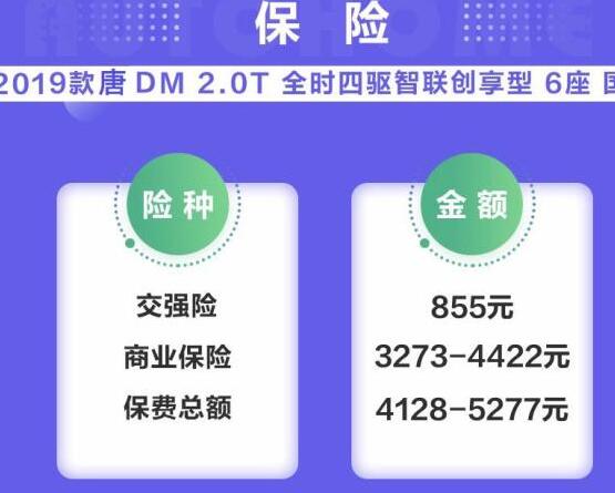 <font color=red>2019款唐DM保险费</font>多少钱？唐DM保险费用计算