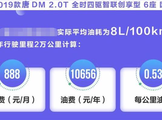 2019款唐DM油费计算 2019款唐DM每公里油费多少钱？