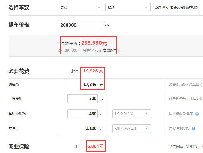 2019款荣威RX8四驱旗舰版落地价 19款荣威RX8高配落地价多少？