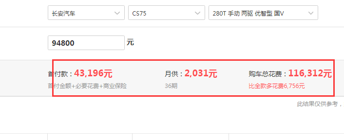 2018款CS75优智型落地价 18款CS75低配落地价格多少？