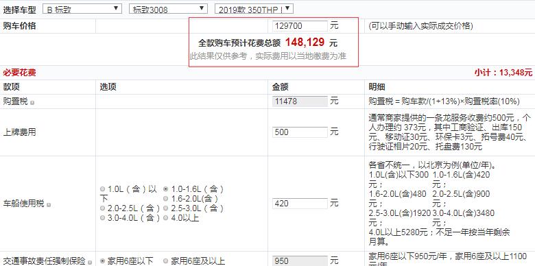 2019款标致3008自动领先版全款多少钱？