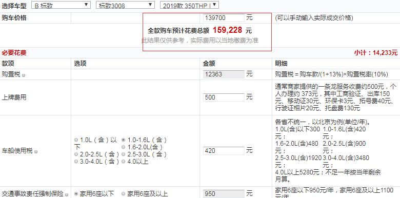 2019款标致3008自动精英版落地价多少？