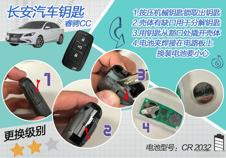 长安睿骋CC车钥匙换电池教程 睿骋CC钥匙怎么换电池？